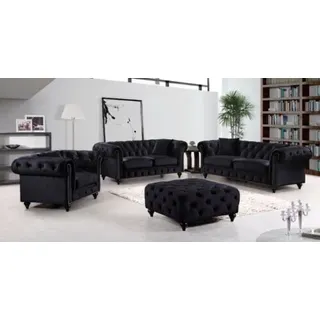 Sofagarnitur Garnitur Couch Polster Sofa Design Couchen Sofas Set Komplett 3+2+1 - Schwarz