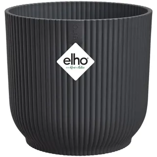 elho Vibes Fold Rund 16 Pflanzentopf - Blumentopf für Innen - 100% recyceltes Plastik - Ø 16.1 x H 14.8 cm - Schwarz/Anthrazit
