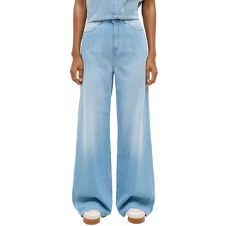 Weite Jeans MUSTANG "Damen Style Luise Wide", Damen, Gr. 27, Länge 30, blau (200 hellblau), Denim/Jeans, 100% Baumwolle, unifarben, weit, Jeans Weite Jeans