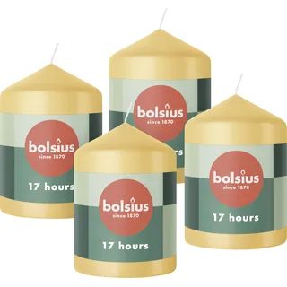 Bolsius Glatte Stumpenkerzen 4 St. 8 x 6 cm beige