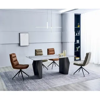 Esszimmer Set Esstisch 6x Stühle Polsterstühle Designer Luxus Möbel - Braun
