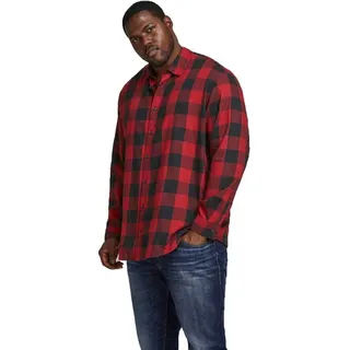 JACK & JONES Karohemd »GINGHAM Twill Shirt Bis Größe 6XL, Gr. 4XL (64/66) - N-Gr, rot-kariert, , 68876215-4XL N-Gr
