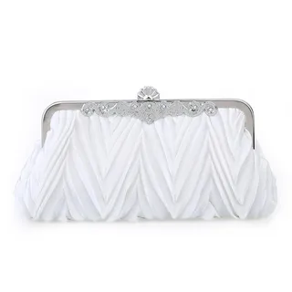 Milky Way Clutch-Tasche für Damen, Satin, plissiert, klein, mit abnehmbarer Kette, elegante Handtaschen für Hochzeit, Braut, Abschlussball, Cocktailparty, Abendtasche, weiß