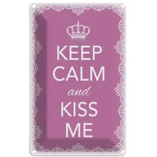 Blechschild 18x12 cm - Keep Calm and kiss me Krone
