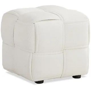 Homestyle4u Sitzhocker Pouf Beige Bouclé Poufhocker Sitzpouf Polsterhocker Sitzwürfel Schminkh