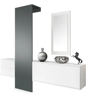 Vladon Garderobe Carlton Paneel in Graphit Seidenmatt , Graphitfarben , Holzwerkstoff , 208x193x35 cm , Garderobe, Garderoben-Sets & Garderoben-Serien, Garderoben-Sets