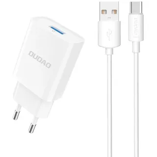 DUDAO A4EU USB-A 2.1A wall charger – weiß + USB-A - USB-C cable