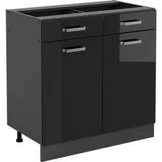Vicco Schubladenschrank Küchenunterschrank R-Line 80 x 81,6 x 46 cm Schwarz
