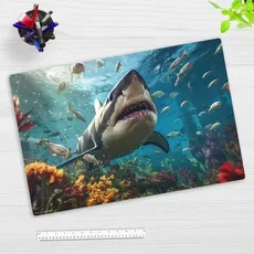 Cover-your-desk Schreibtischunterlage für Kinder Hai im Meer, aus hochwertigem Vinyl , 60 x 40 cm