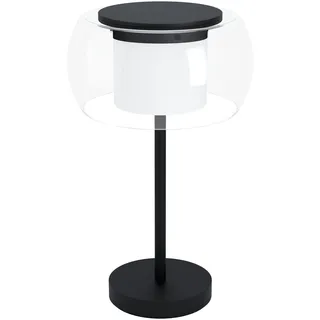 EGLO LED Tischlampe Briaglia-c, dimmbare Smart Home Nachttischlampe aus Metall in schwarz, Tischleuchte mit Glas Kugel und satiniertem Zylinder, Lampe Wohnzimmer, warmweiß-kaltweiß, RGB