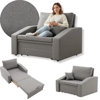 Klappsessel mit Schlaffunktion Schlafsessel für Wohnzimmer VERTICO 90cm Hellgrau - Hellgrau