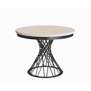 beautysofa Laura Ø 100 cm beige/schwarz