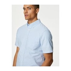 Mens M&S Collection Easy Iron Pure Cotton Oxford Shirt - Light Blue, Light Blue - 4XL