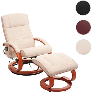 Mendler Massage-Fernsehsessel Pescatori II, Relaxsessel Massagesessel, Massagefunktion weiß-creme