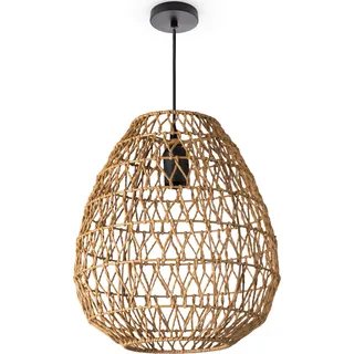 Paco Home Pendelleuchte »KAGEEG« E27 Korb Hängeleuchte Rattan Optik Boho Esszimmerlampe E27 Skandi, braun