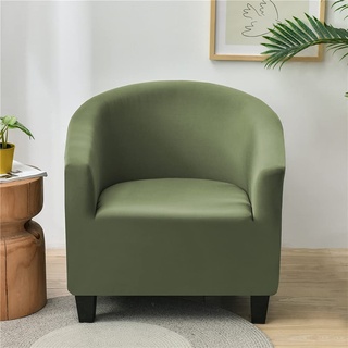 Highdi Sesselschoner Elastisch Sesselüberwurf, Einfarbig Modern Club Chair Stretch Sesselhusse, Universal Sofabezug für Einzelsofa, Clubsessel, Cocktailsessel (Armeegrün)