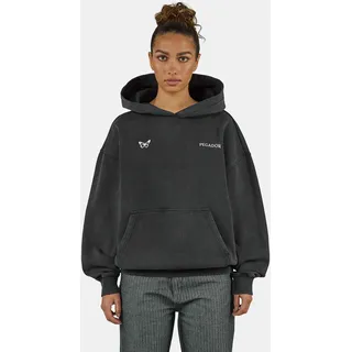 Kapuzensweatshirt PEGADOR "Nivelles Oversized Hoodie", Damen, Gr. XS, vintage schwarz, Sweatware, Obermaterial: 80% Baumwolle, 20% Polyester, bedruckt, oversize normal, Rundhals, Rippbündchen, Sweatshirts Kapuzensweatshirt, Baumwollmischung, oversize