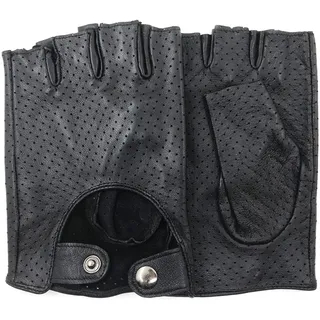 ZLUXURQ Herren-Lederhandschuhe Vollmaschige Fingerlose Halbfinger-Fahrhandschuhe