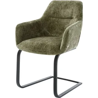 DeLife Freischwinger Pejo-Flex Chenille Olive flach Schwarz