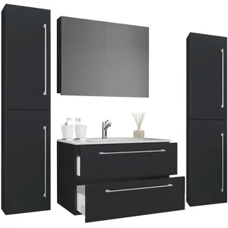 Mid.you Badezimmer , Schwarz , Metall , 2,2 Schubladen , 127 cm , hängend , Badezimmer, Badmöbelsets & Badmöbelserien, Badmöbel-Sets