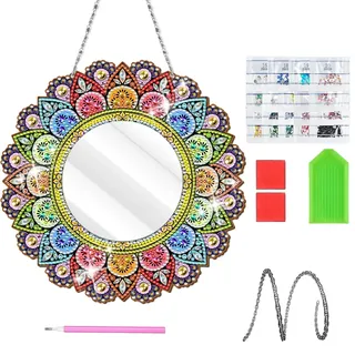 Zcbzbn FüR MäDchen 6 7 8 9 10 Jahre Alt, Craft Diamond Painting Mirror, 5d Diamant Painted Spiegel Craft Set, Mandala Cosmetics, Apfel Makeup Spiegel Girls Kids Toys 5-12 Jahre Alt