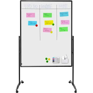 Legamaster Premium Plus Trennwand - weiß - 150 x 120 cm - doppelseitiges, magnetisches Whiteboard mit Flipchart-Funktion - mobil, höhenverstellbar und bakterienresistent