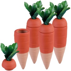 Relaxdays Tonkegel Bewässerung, 4er Set, je 100 ml, Karotten-Design, Gießhilfe Zimmerpflanzen & Balkonkästen, Mehrfarbig