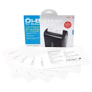 GENIE Pflegekit (Ölblätter/Ölpapier und Cleaning-Kit für Aktenvernichter, geeignet für sämtliche Schnittarten, Geräte, Hersteller) 6er Pack