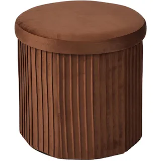 Relaxdays Hocker Samt, Sitzhocker mit Stauraum, gepolstert, Mocha-Mousse | faltbar, HxD: 38 x 38 cm, Beistellhocker rund