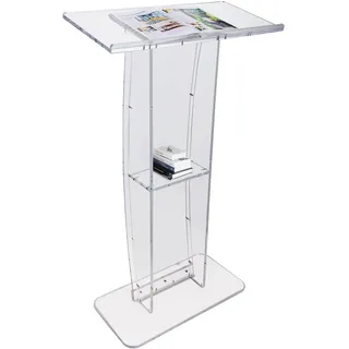 VEVOR Acryl-Podium Stehpult Rednerpult, 119,8 cm Klarer Acryl-Podiumsständer mit Breiter Lesefläche & Ablagefach, Stehschreibtisch für Büro, Schule, 15 kg Tragfähigkeit Podium-Ständer Transparent