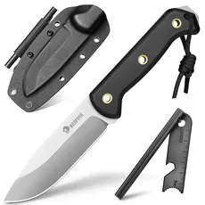 NedFoss SEAL Outdoor Messer, 11cm Full Tang Survival-Messer mit G10 Griff, Scharfe Bushcraft Messer mit Kydex Scheide, Jagdmesser 42a konform mit Feuerstahl