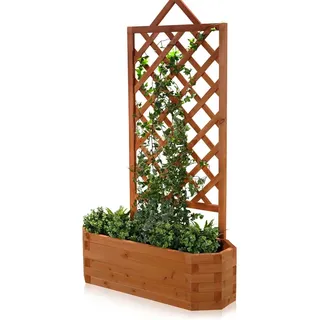 Spalier mit Blumenkasten Rankgitter Rosengitter Rankhilfe Rankkasten Rosen braun - Braun