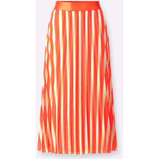 Plisseerock HEINE, Damen, Gr. 46, orange, koralle, bedruckt, 100% Polyester, bedruckt, gemustert, gestreift, mehrfarbig, wadenlang, Röcke Plisseerock