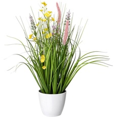 Bild Kunstgras »Blüten-Gras-Mix«, in weißer Kunststoffschale, bunt