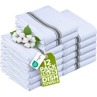 Utopia Towels Geschirrtücher, 38,1 x 63,5 cm, 100% ringgesponnene Baumwolle, super saugfähige Leinen, Küchentücher, weiche, Wiederverwendbare Reinigungsstange und Geschirrtücher, Set (12 Stück,