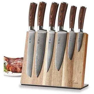 Wakoli Edib 6er Damastmesserset I 8 – 20 cm Klinge I mit Messerblock