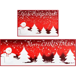 Fußmatte Weihnachten, panemy 2 Stück Weihnachtsteppich, Teppich Weihnachten, Türmatte, Badematte, Nussknacker, Küchenteppich, Läufer, Flure, Christmas Blanket, Weihnachtsdeko Küche, Innen, Outdoor (D)