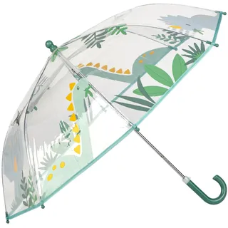 Sterntaler Regenschirm Dino Rexi - Kinder-Schirm Mit Klettverschluss Und Halbrundem Griff - Transparent Mit Dino-Druck