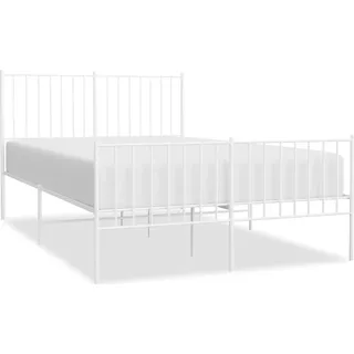 vidaXL Bettgestell mit Kopf- und Fußteil Metall Weiß 120x200 cm - Weiß