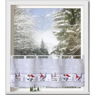 WECKBRODT Scheibengardine »Wichtel im Schnee« Schlaufen 1 Stk. tlg. Bistro, Microsatin, Weihnachten, HxB 45x120cm, Gardine, Store, bunt