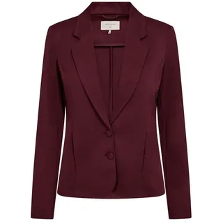 Kurzblazer FREEQUENT "FQNANNI-JA", Damen, Gr. M, rot (port royale), Web, Obermaterial: 73% Polyester, 24% Viskose, 3% Elasthan, unifarben, schmal taillenlang, tiefer V-Ausschnitt, runde 3-Knopf-Manschette mit Knöpfen, Blazer Kurzblazer, mit Knopfverschluss