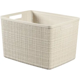 Curver Korb Jute 100% Kunststoff Recycelt Rechteckig, Weiß Rot, L: 20 l