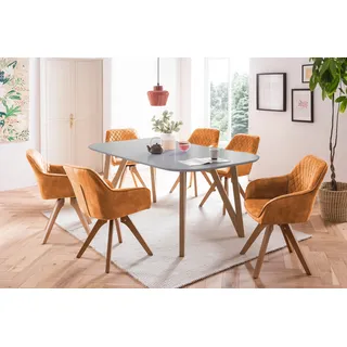 SalesFever Essgruppe 5-teilig, 1 Tisch + 4 Stühle - goldfarben,