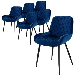 ML-Design Esszimmerstuhl Kunstleder Dunkelblau 6er Set