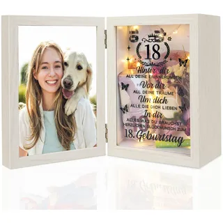 ZEEYUAN LED Geldgeschenke 18. Bilderrahmen Geschenke zum 18 Geburtstag Mädchen Junge Bilderrahmen 10x15 Geburtstag 18 Geburtstagsgeschenk Geld Rahmen Geschenkideen