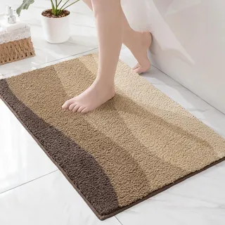 Exclusivo Mezcla Badematte Badteppich Weiche rutschfeste und Saugstarke Mikrofaser Fußmatte, Waschmaschinenfest und Schnelltrocknend für Badezimmer, Dusche und Wohnraum, 50x80 cm, Meliert Kamel
