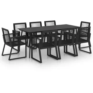 vidaXL 9-tlg Garten-Essgruppe PVC Rattan Schwarz