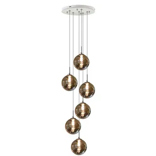 Nettlife Pendelleuchte Energie 6-flammig 31/31/150 cm , Grau , Glas , G9 , 31x150x31 cm , Lampen & Leuchten, Innenbeleuchtung, Hängeleuchten, Pendelleuchten