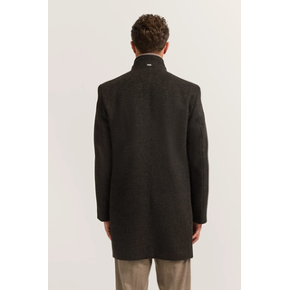Kurzmantel BUGATTI "Flexcity Stretch", Herren, Gr. 58, schwarz (280, dunkelgrau), 55% Polyester, 40% Wolle, 5% sonstige Fasern, unifarben, normal, normaler Saum, Mäntel Kurzmantel, Modern Fit aus einem Wollmix