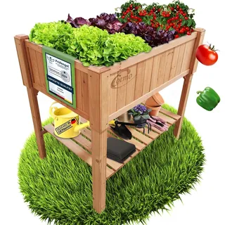 Coemo Hochbeet Holz mit Ablageboden, 120x40x90 cm, Terrasse & Garten | Pflanztrog & Frühbeet für Balkon, Kräuterhochbeet mit Pflanzvlies, auch als Sichtschutz nutzbar